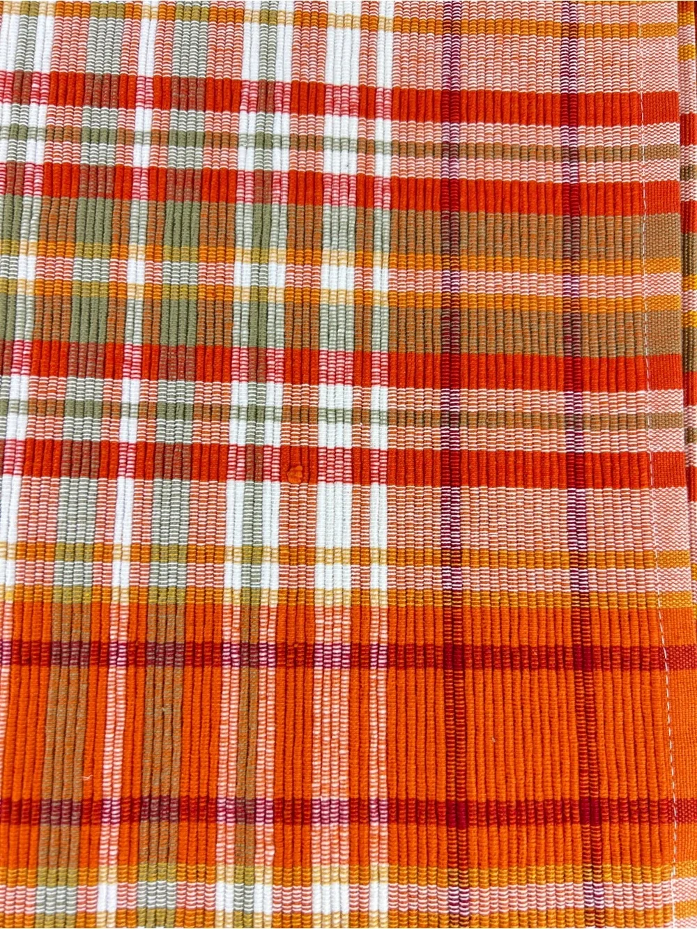 Rachel Zoe FALL Plaid Placemat Set Orange Red White Green Cotton Set of 8 NEW